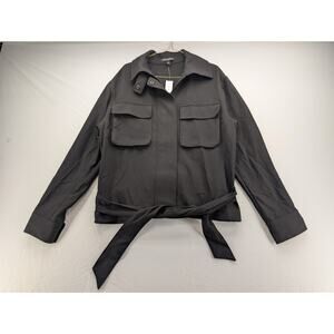 NWT Banana Republic Factory Tie Waist Jacket in Black size Medium TALL